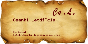 Csanki Letícia névjegykártya